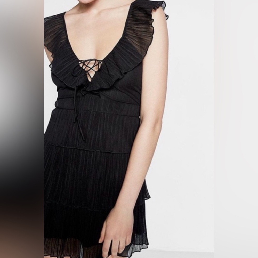 Express Black Pleated Mini Dress